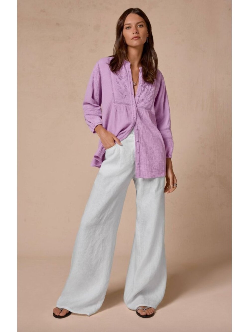 Johnny Was Wide Leg Pleat Pant White Linen Madaleina Size XXL